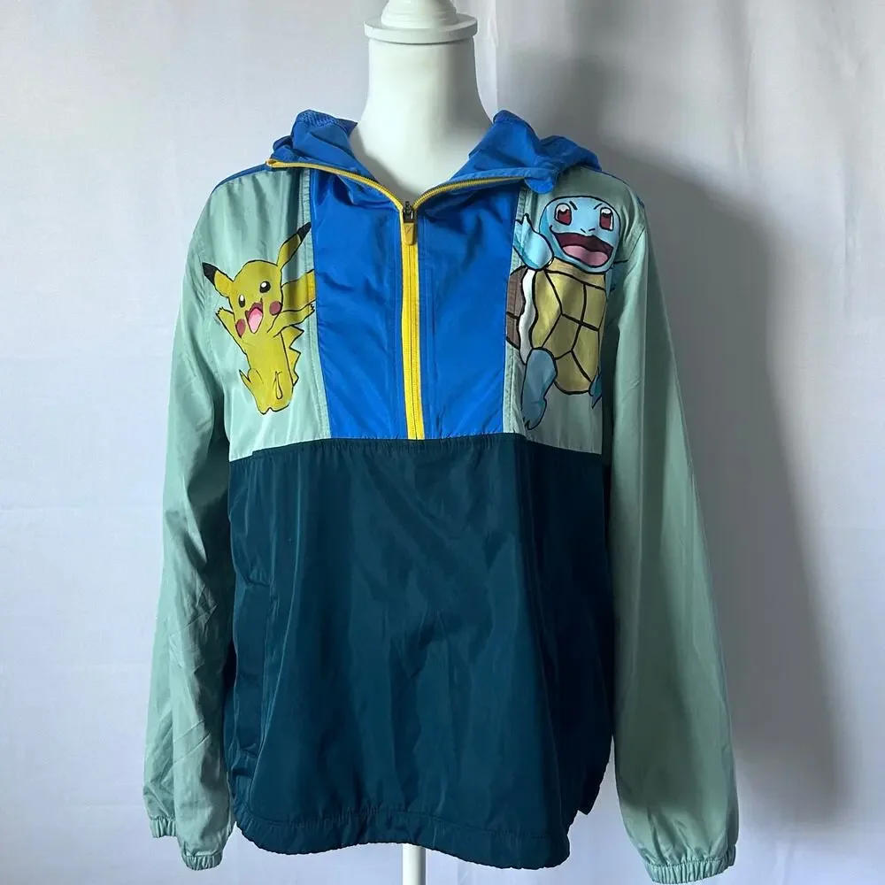 Handmade Jackets Coats Hand Painted Pokmon Windbreaker Pikachu 
